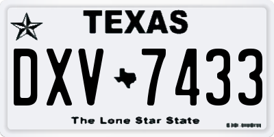 TX license plate DXV7433