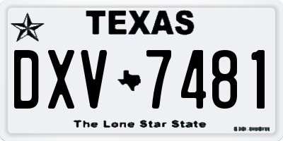 TX license plate DXV7481
