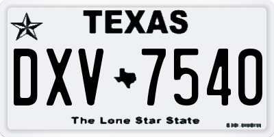 TX license plate DXV7540