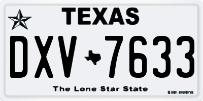 TX license plate DXV7633