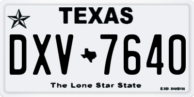 TX license plate DXV7640