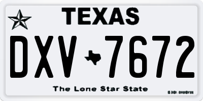 TX license plate DXV7672