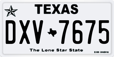 TX license plate DXV7675