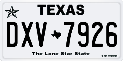 TX license plate DXV7926