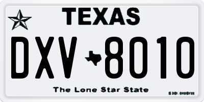 TX license plate DXV8010