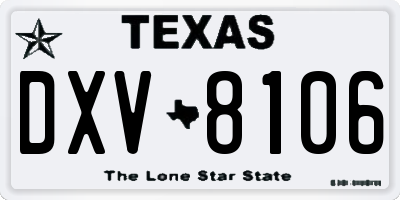 TX license plate DXV8106