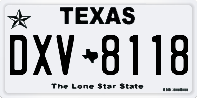 TX license plate DXV8118