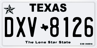 TX license plate DXV8126