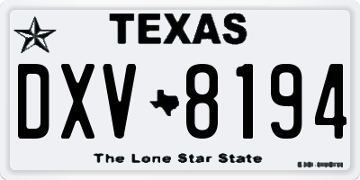 TX license plate DXV8194