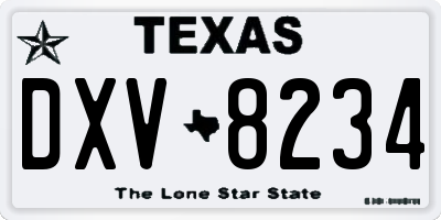 TX license plate DXV8234