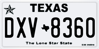 TX license plate DXV8360