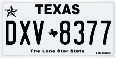 TX license plate DXV8377