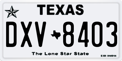 TX license plate DXV8403