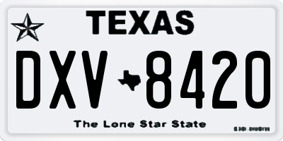 TX license plate DXV8420