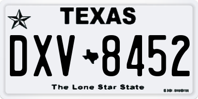 TX license plate DXV8452