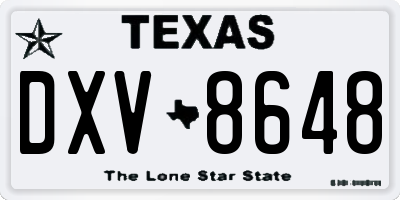 TX license plate DXV8648