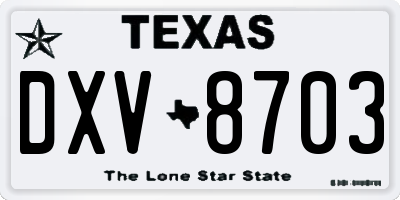 TX license plate DXV8703