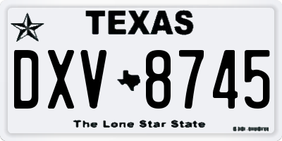 TX license plate DXV8745