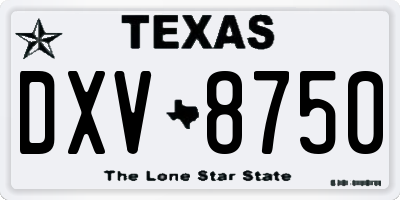 TX license plate DXV8750