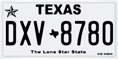 TX license plate DXV8780