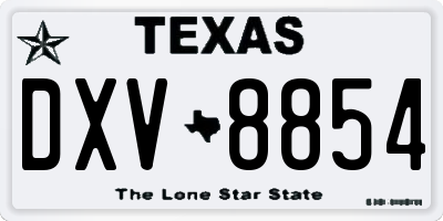 TX license plate DXV8854
