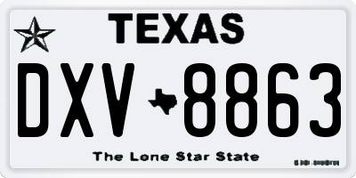 TX license plate DXV8863