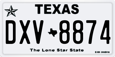 TX license plate DXV8874