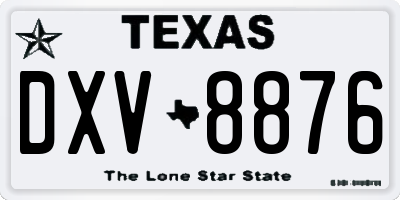 TX license plate DXV8876