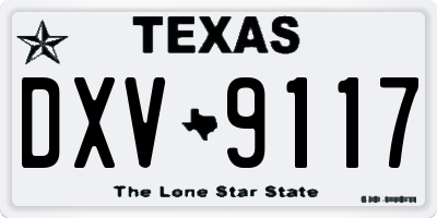 TX license plate DXV9117