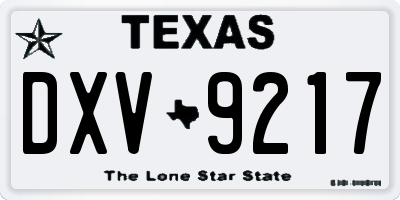 TX license plate DXV9217