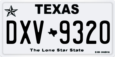 TX license plate DXV9320