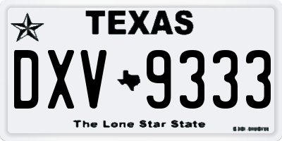 TX license plate DXV9333