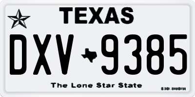 TX license plate DXV9385