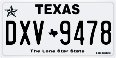 TX license plate DXV9478
