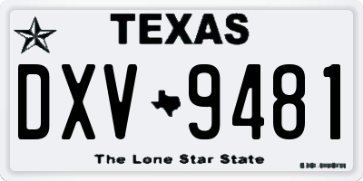 TX license plate DXV9481