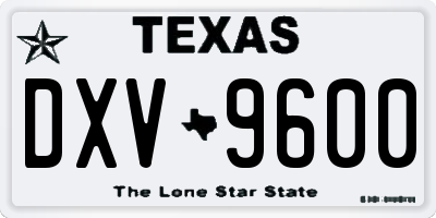 TX license plate DXV9600
