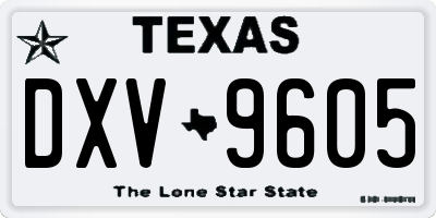 TX license plate DXV9605