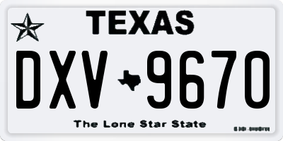 TX license plate DXV9670