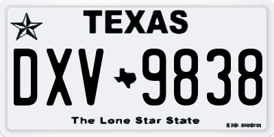 TX license plate DXV9838
