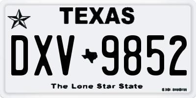 TX license plate DXV9852