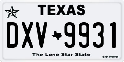 TX license plate DXV9931