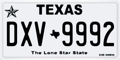 TX license plate DXV9992
