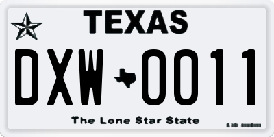 TX license plate DXW0011