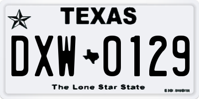 TX license plate DXW0129