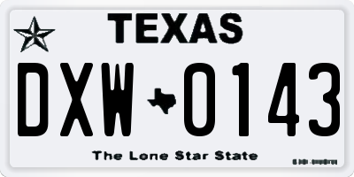 TX license plate DXW0143