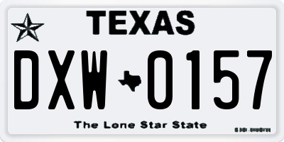 TX license plate DXW0157