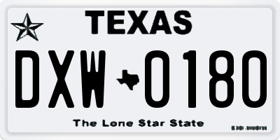 TX license plate DXW0180
