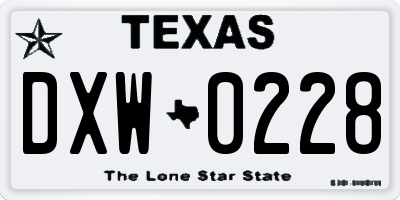TX license plate DXW0228