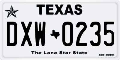 TX license plate DXW0235