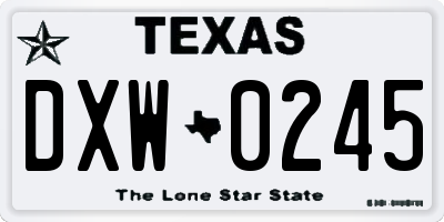 TX license plate DXW0245